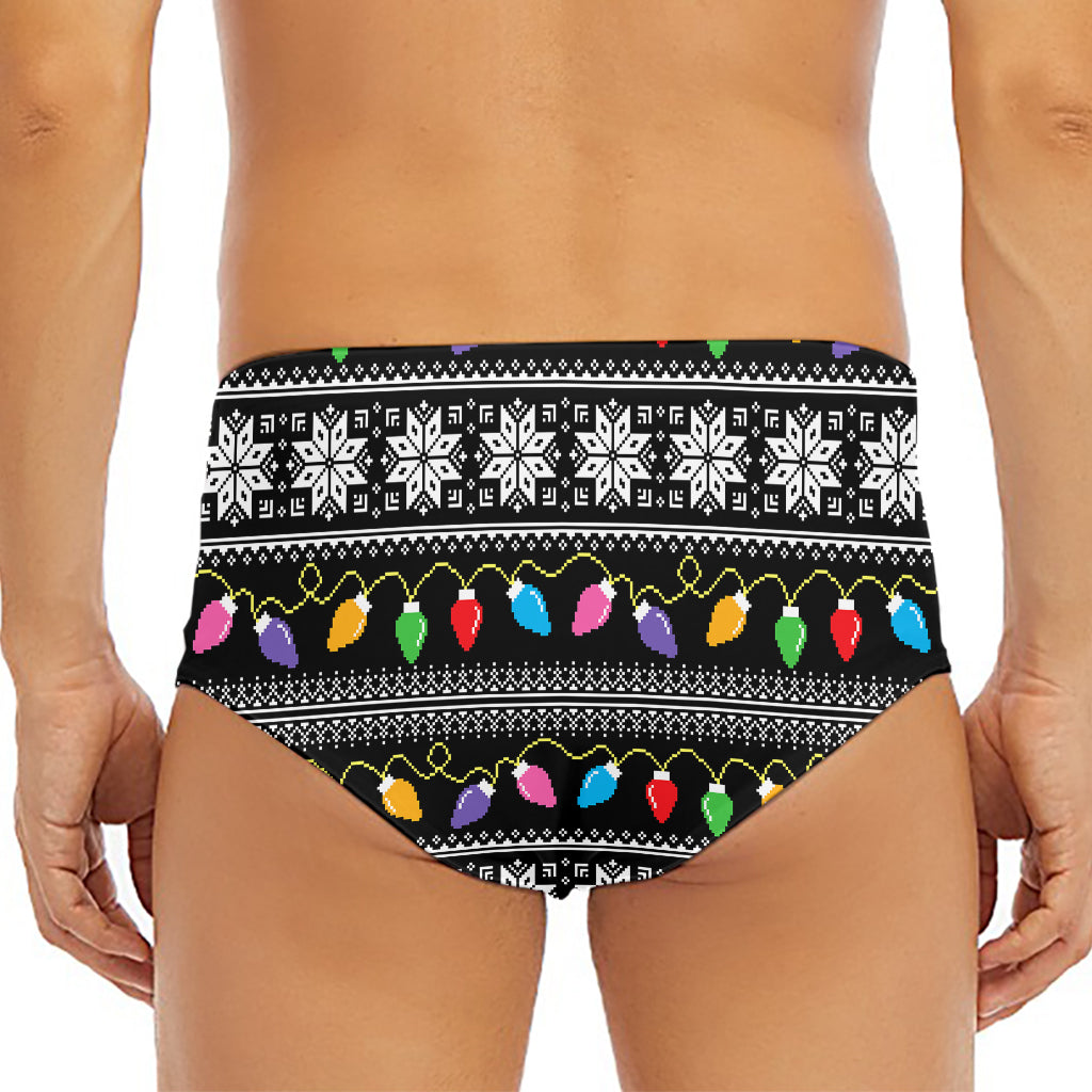 Christmas Tree Lights Print Men's Triangle Swim Briefs