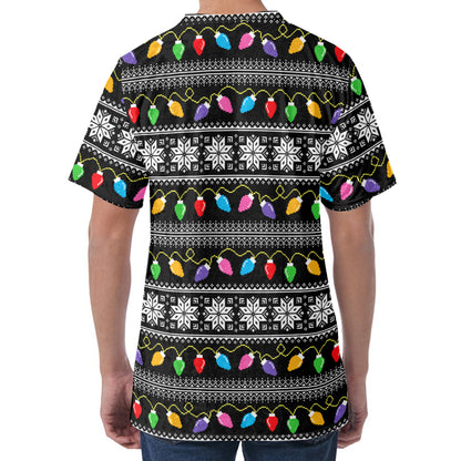 Christmas Tree Lights Print Men's Velvet T-Shirt