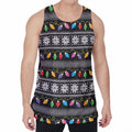 Christmas Tree Lights Print Men's Velvet Tank Top
