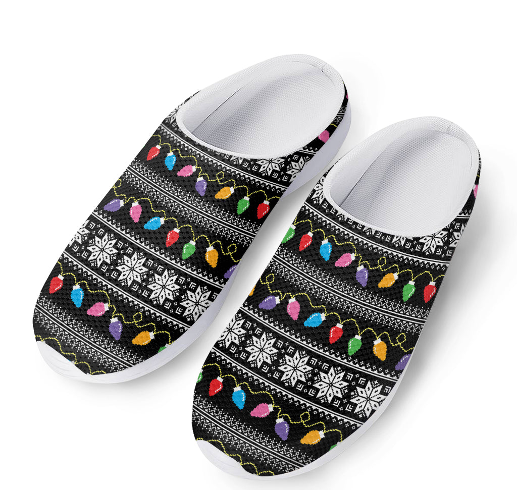 Christmas Tree Lights Print Mesh Casual Shoes