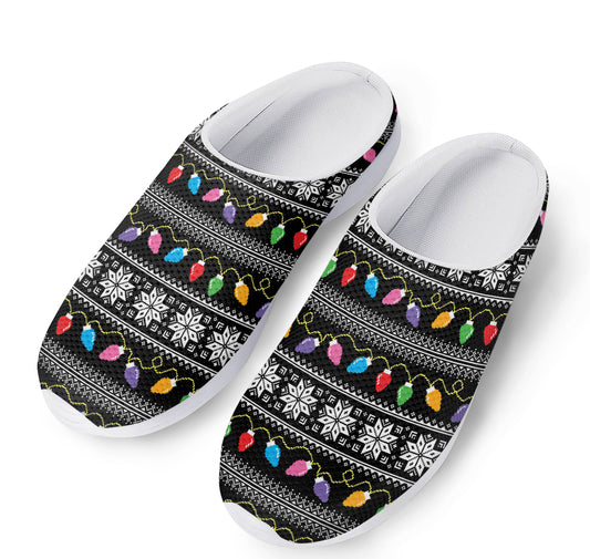Christmas Tree Lights Print Mesh Casual Shoes