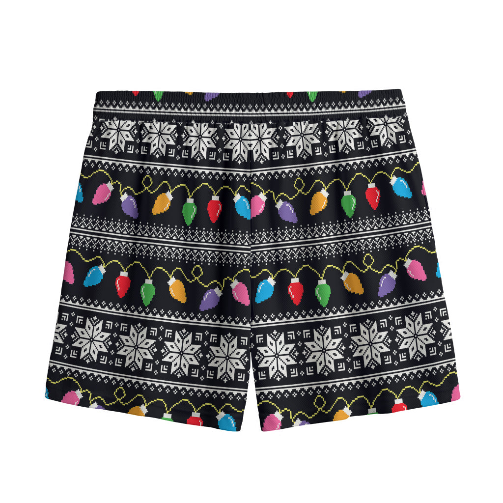 Christmas Tree Lights Print Mesh Shorts