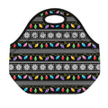 Christmas Tree Lights Print Neoprene Lunch Bag