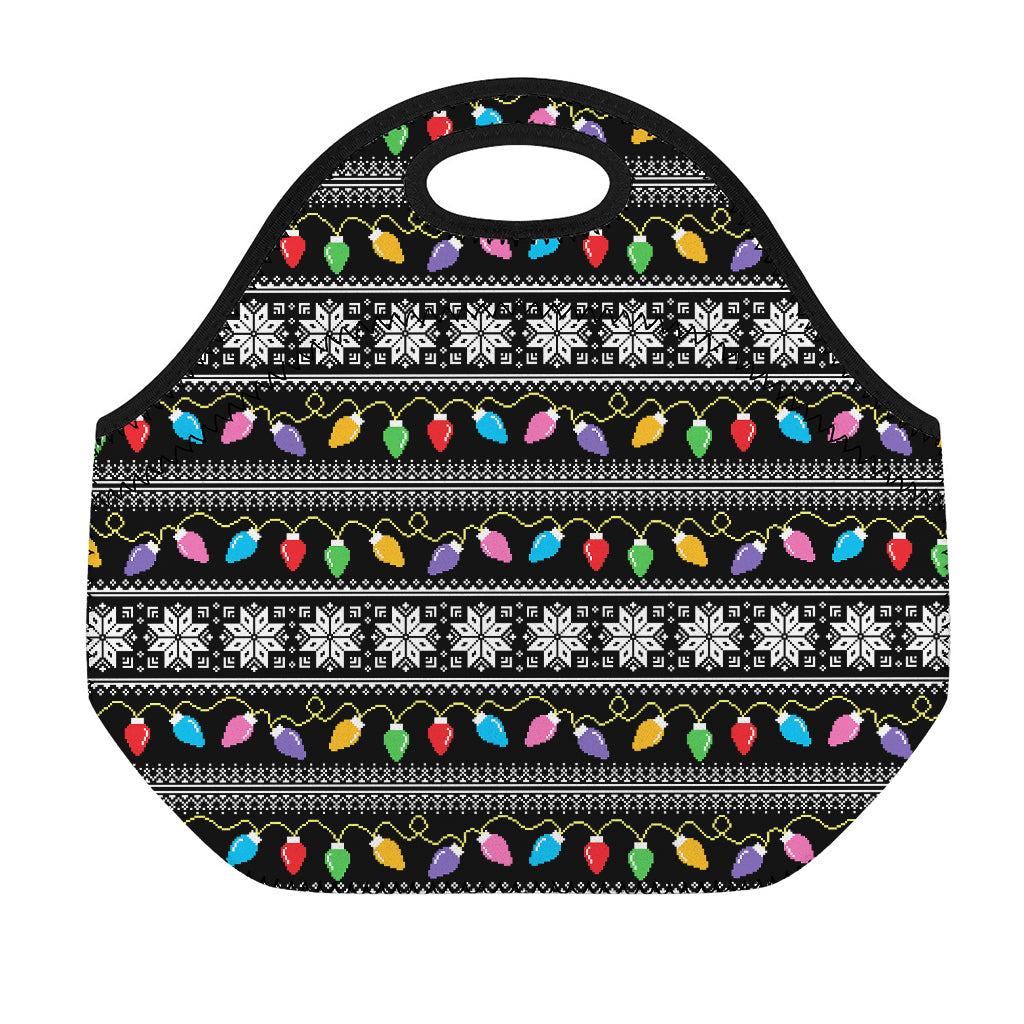 Christmas Tree Lights Print Neoprene Lunch Bag