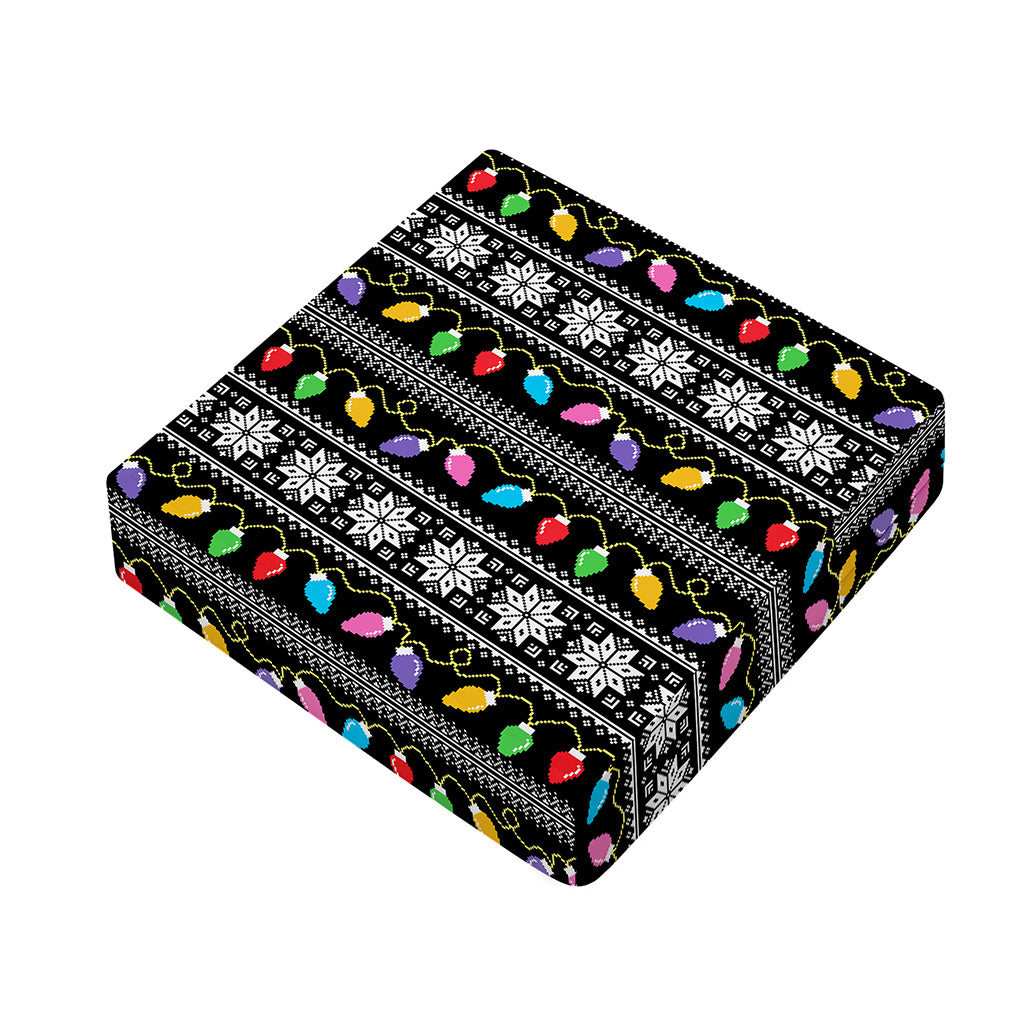 Christmas Tree Lights Print Outdoor Seat Cushion Cover