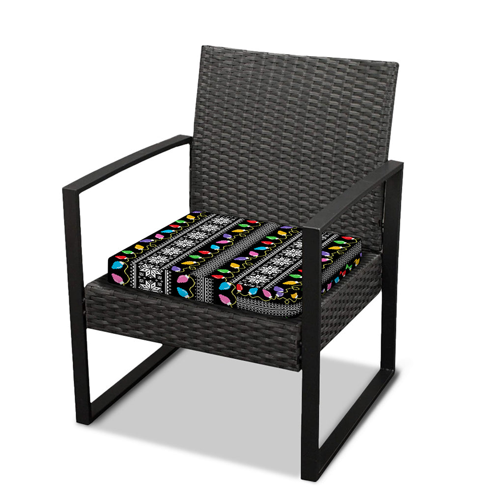 Christmas Tree Lights Print Outdoor Seat Cushion Cover