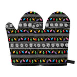 Christmas Tree Lights Print Oven Mitts