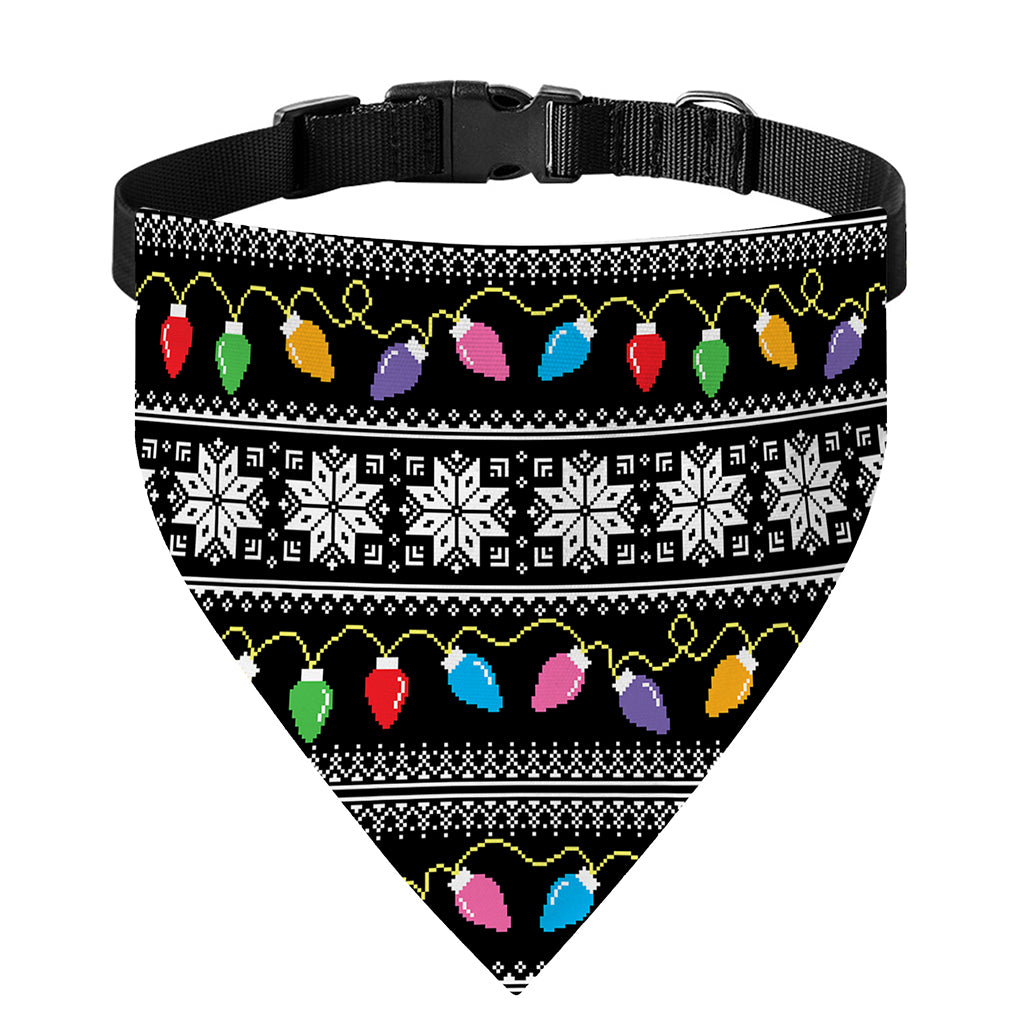 Christmas Tree Lights Print Over The Collar Dog Bandana