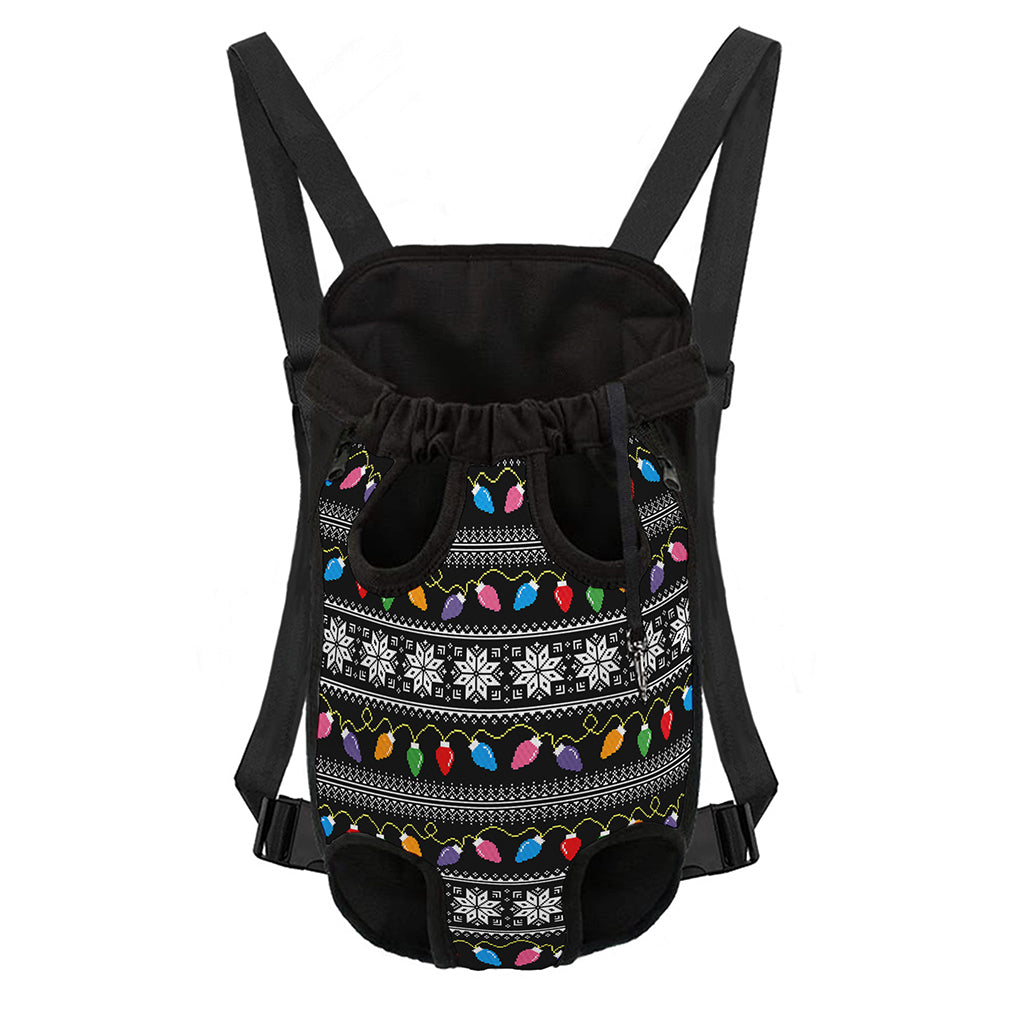 Christmas Tree Lights Print Pet Carrier Backpack