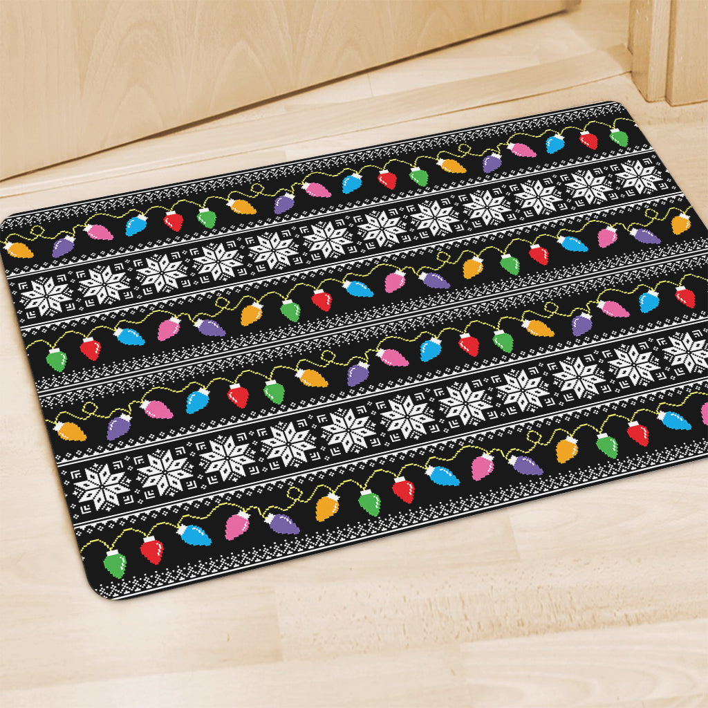 Christmas Tree Lights Print Polyester Doormat