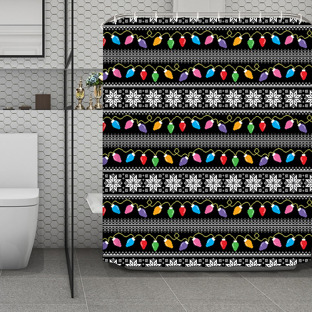Christmas Tree Lights Print Polyester Shower Curtain