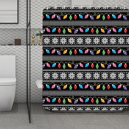 Christmas Tree Lights Print Polyester Shower Curtain