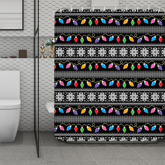 Christmas Tree Lights Print Polyester Shower Curtain