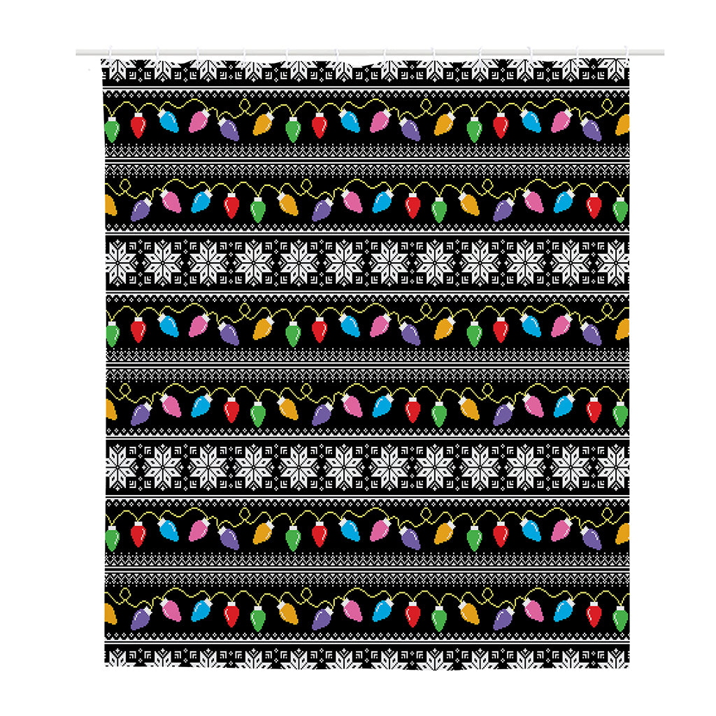 Christmas Tree Lights Print Polyester Shower Curtain