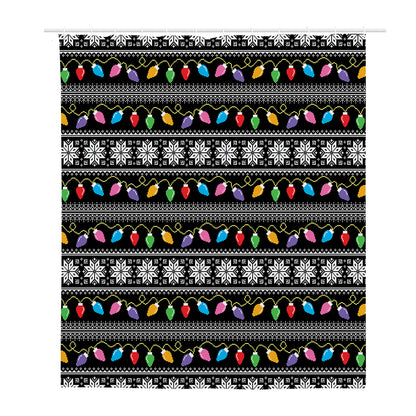 Christmas Tree Lights Print Polyester Shower Curtain