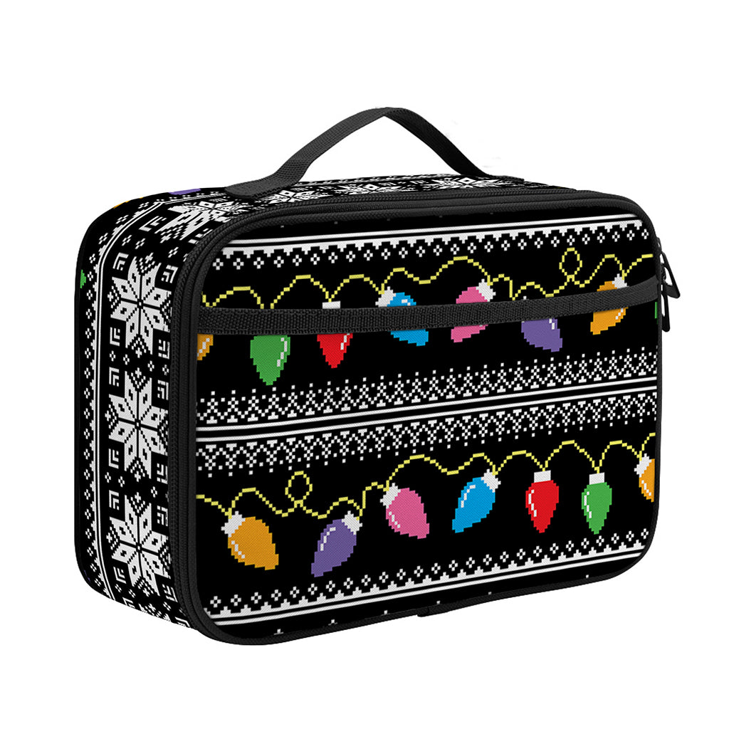 Christmas Tree Lights Print Portable Lunch Bag
