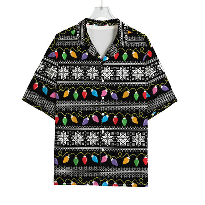 Christmas Tree Lights Print Rayon Hawaiian Shirt