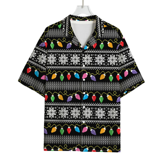 Christmas Tree Lights Print Rayon Hawaiian Shirt