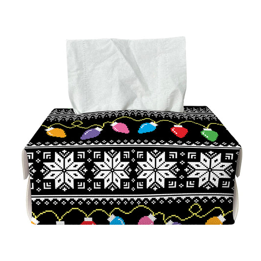 Christmas Tree Lights Print Rectangle Tissue Box Cover