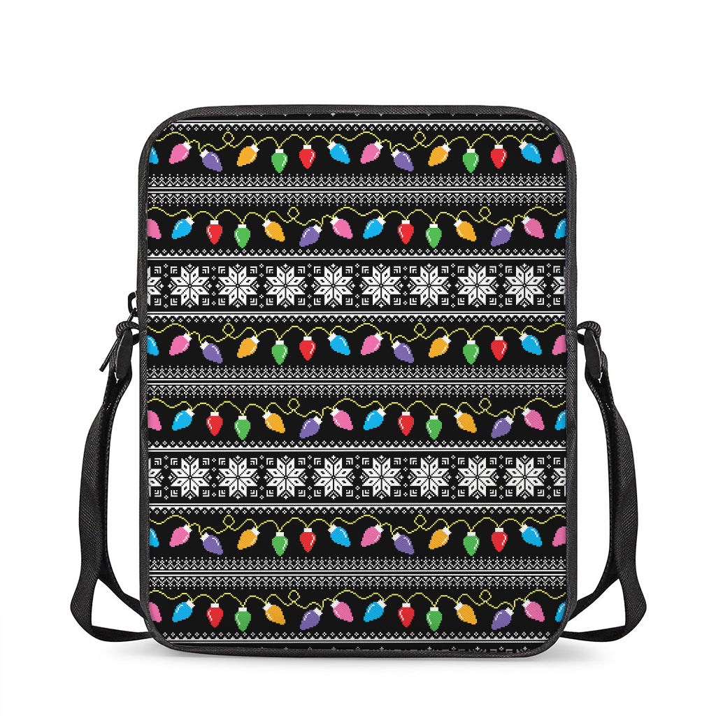 Christmas Tree Lights Print Rectangular Crossbody Bag