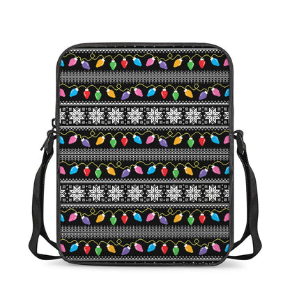 Christmas Tree Lights Print Rectangular Crossbody Bag