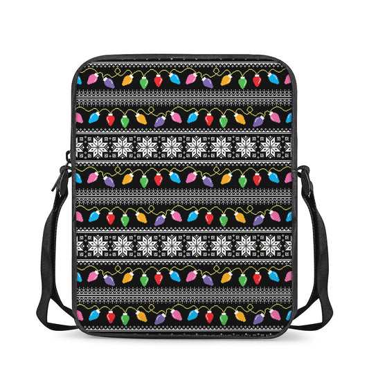 Christmas Tree Lights Print Rectangular Crossbody Bag