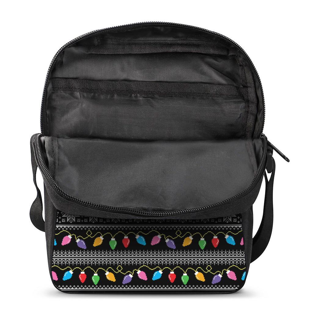Christmas Tree Lights Print Rectangular Crossbody Bag