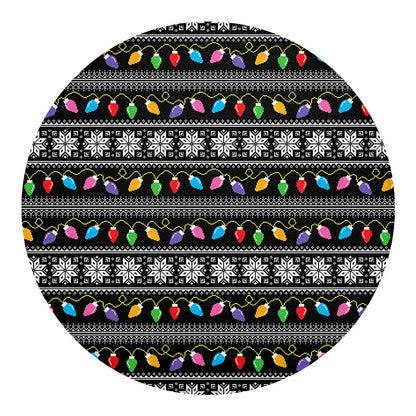 Christmas Tree Lights Print Round Blanket