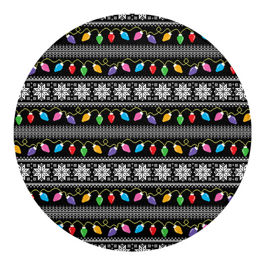 Christmas Tree Lights Print Round Blanket