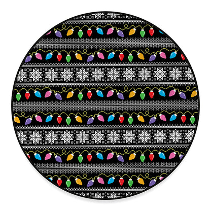 Christmas Tree Lights Print Round Floor Mat