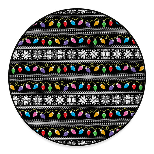 Christmas Tree Lights Print Round Floor Mat
