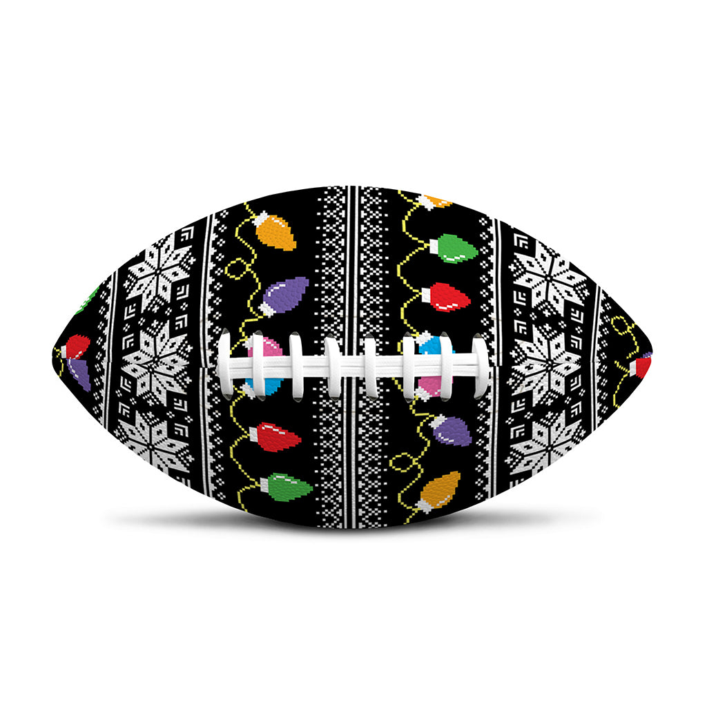 Christmas Tree Lights Print Rugby Ball