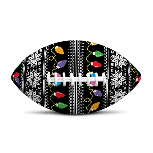 Christmas Tree Lights Print Rugby Ball