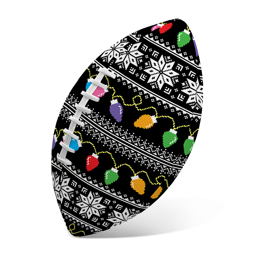 Christmas Tree Lights Print Rugby Ball