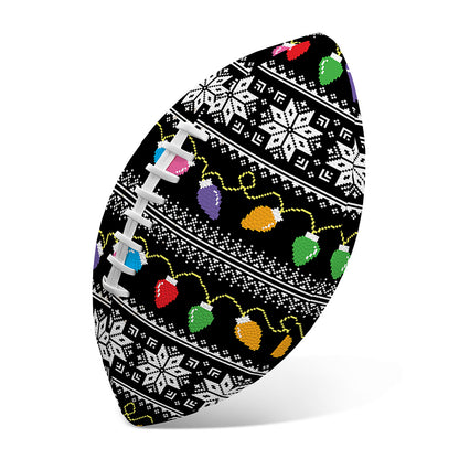 Christmas Tree Lights Print Rugby Ball