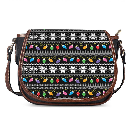 Christmas Tree Lights Print Saddle Bag