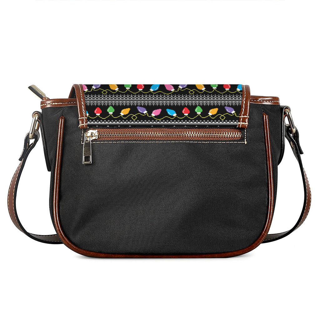 Christmas Tree Lights Print Saddle Bag