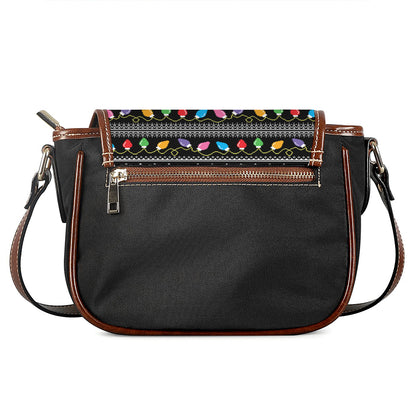 Christmas Tree Lights Print Saddle Bag