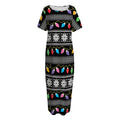 Christmas Tree Lights Print Short Sleeve Long Nightdress