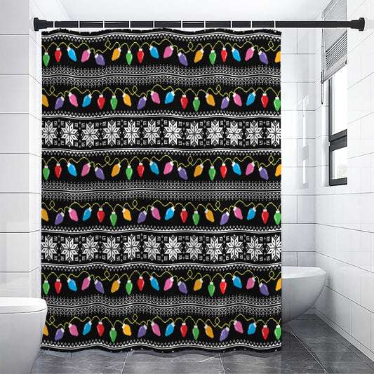 Christmas Tree Lights Print Shower Curtain