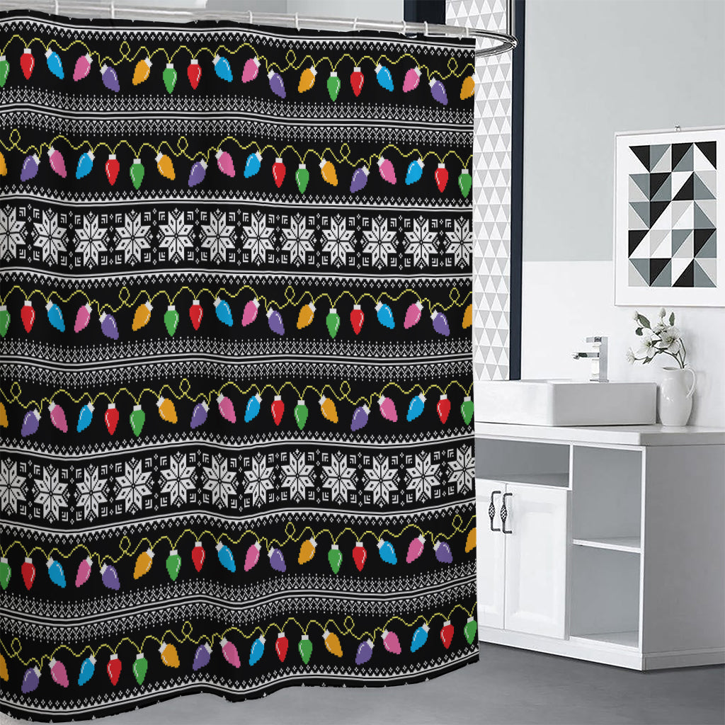 Christmas Tree Lights Print Shower Curtain