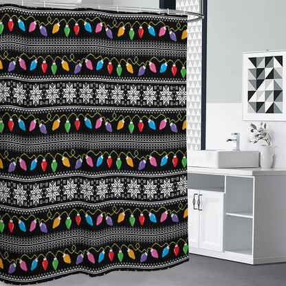 Christmas Tree Lights Print Shower Curtain