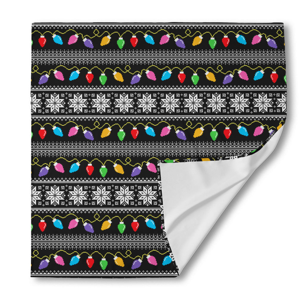 Christmas Tree Lights Print Silk Bandana