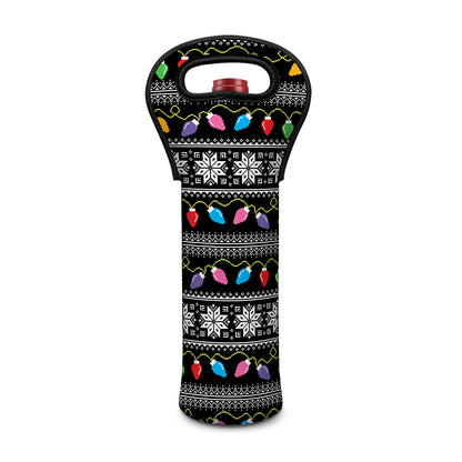 Christmas Tree Lights Print Single Neoprene Wine Tote