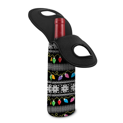Christmas Tree Lights Print Single Neoprene Wine Tote