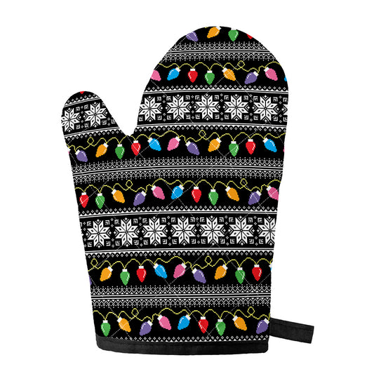 Christmas Tree Lights Print Single Oven Mitt