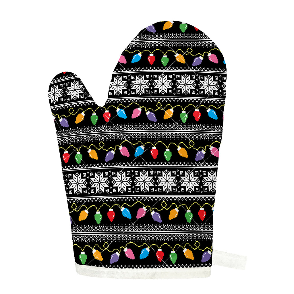 Christmas Tree Lights Print Single Oven Mitt