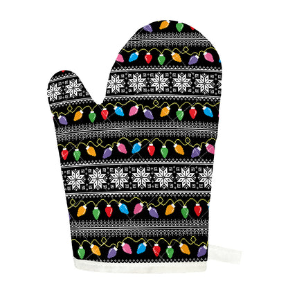 Christmas Tree Lights Print Single Oven Mitt