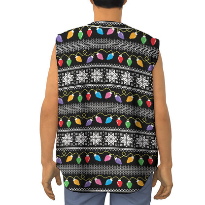 Christmas Tree Lights Print Sleeveless Baseball Jersey