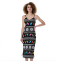 Christmas Tree Lights Print Slim Fit Midi Cami Dress